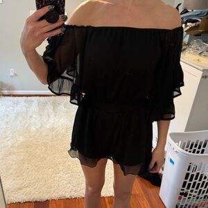 Endless rose Elegant Black Off-Shoulder Romper